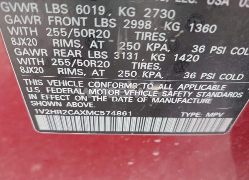 Photo 9 of 2021 Volkswagen Atlas 3.6L V6 SE W/TECHNOLOGY (VIN 1V2HR2CAXMC574861)