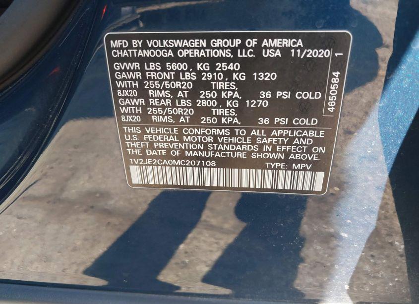 Photo 9 of 2021 Volkswagen Atlas CROSS SPORT 3.6L V6 SE W/TECHNOLOGY (VIN 1V2JE2CA0MC207108)