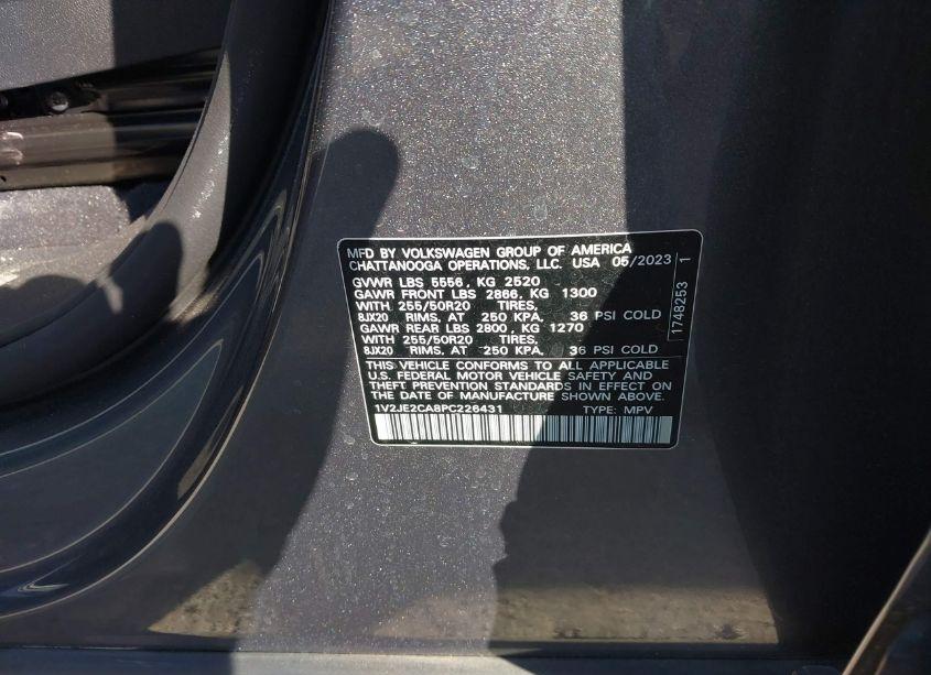 Photo 9 of 2023 Volkswagen Atlas CROSS SPORT 3.6L V6 SE W/TECHNOLOGY (VIN 1V2JE2CA8PC226431)