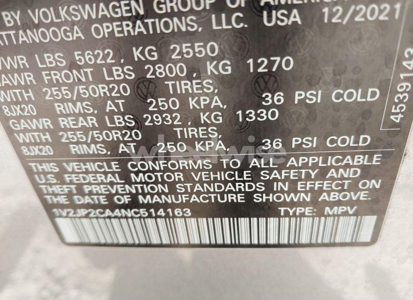 Photo 9 of 2022 Volkswagen Atlas 2.0T SE W/TECHNOLOGY (VIN 1V2JP2CA4NC514163)