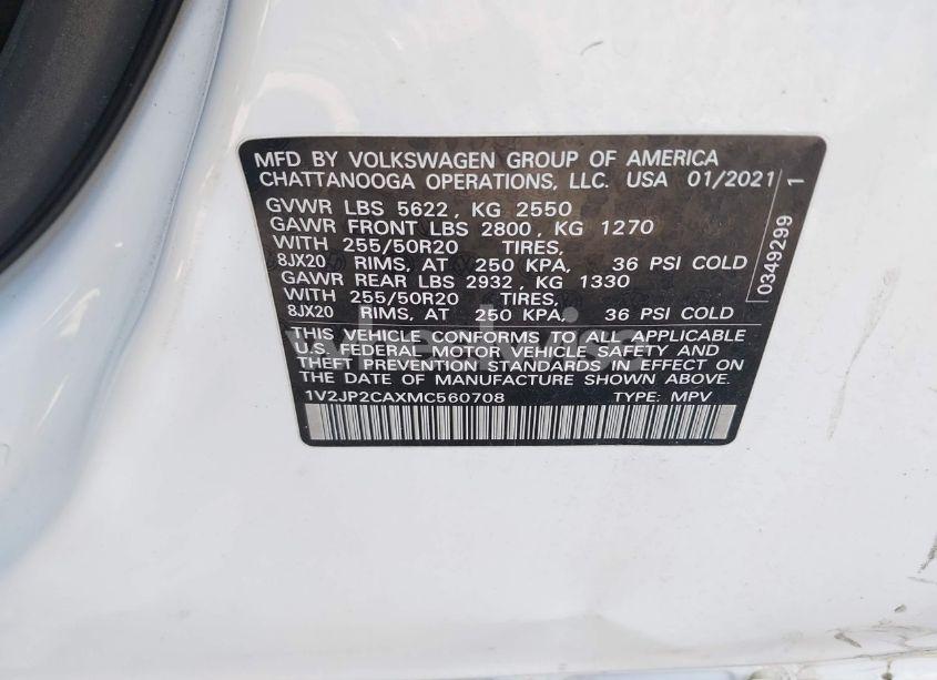 Photo 9 of 2021 Volkswagen Atlas 2.0T SE W/TECHNOLOGY (VIN 1V2JP2CAXMC560708)