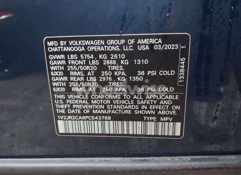 Photo 9 of 2023 Volkswagen Atlas 3.6L V6 SE W/TECHNOLOGY (VIN 1V2JR2CA6PC543788)