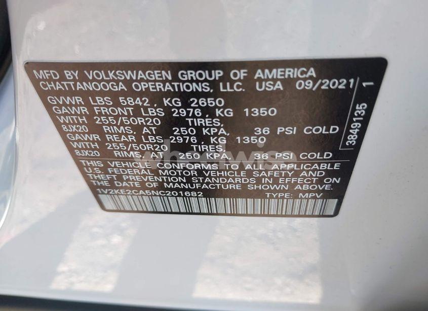 Photo 9 of 2022 Volkswagen Atlas CROSS SPORT 3.6L V6 SE W/TECHNOLOGY (VIN 1V2KE2CA5NC201682)