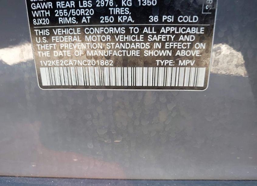 Photo 9 of 2022 Volkswagen Atlas CROSS SPORT 3.6L V6 SE W/TECHNOLOGY (VIN 1V2KE2CA7NC201862)