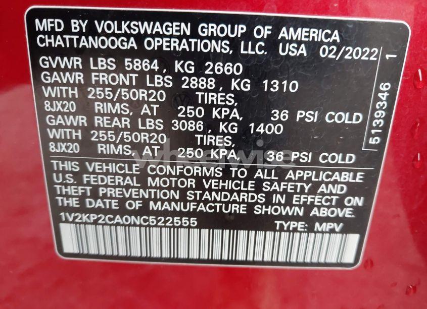 Photo 9 of 2022 Volkswagen Atlas 2.0T SE W/TECHNOLOGY (VIN 1V2KP2CA0NC522555)
