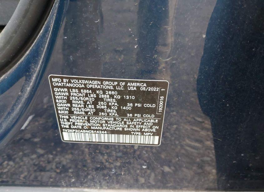 Photo 9 of 2022 Volkswagen Atlas 2.0T SE W/TECHNOLOGY (VIN 1V2KP2CA5NC544244)