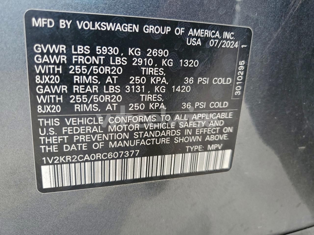 Photo 14 of 2024 VOLKSWAGEN ATLAS SE (VIN 1V2KR2CA0RC607377)