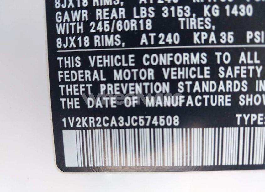 Photo 9 of 2018 Volkswagen Atlas 3.6L V6 SE (VIN 1V2KR2CA3JC574508)