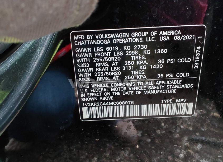 Photo 9 of 2021 Volkswagen Atlas 3.6L V6 SE W/TECHNOLOGY (VIN 1V2KR2CA4MC608976)