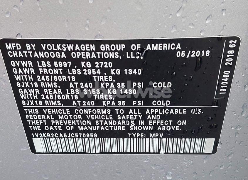Photo 9 of 2018 Volkswagen Atlas 3.6L V6 SE (VIN 1V2KR2CA5JC570959)