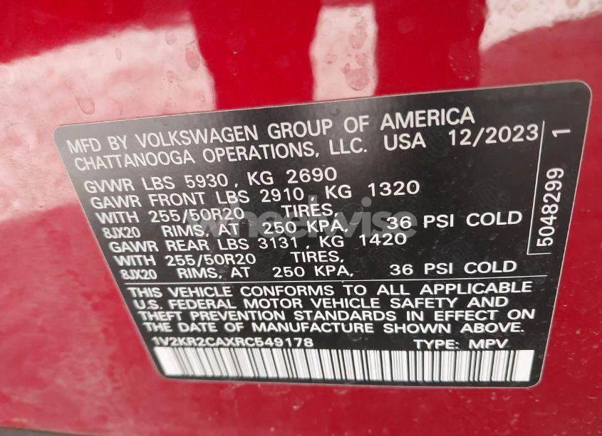 Photo 9 of 2024 Volkswagen Atlas 2.0T SE W/TECHNOLOGY (VIN 1V2KR2CAXRC549178)