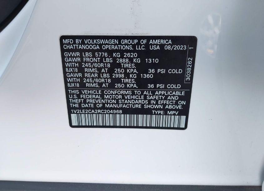 Photo 9 of 2024 Volkswagen Atlas CROSS SPORT 2.0T SE (VIN 1V2LE2CA2RC204968)