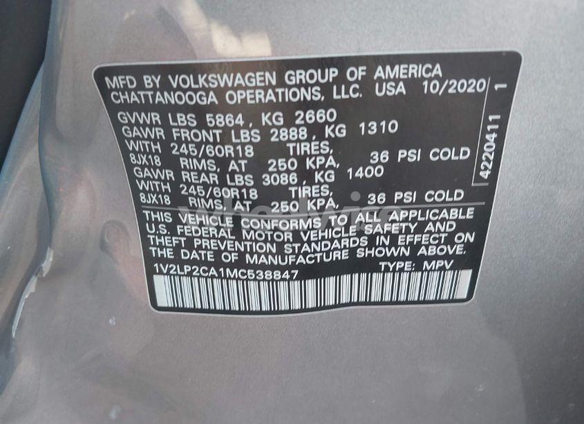 Photo 9 of 2021 Volkswagen Atlas 2.0T SE (VIN 1V2LP2CA1MC538847)