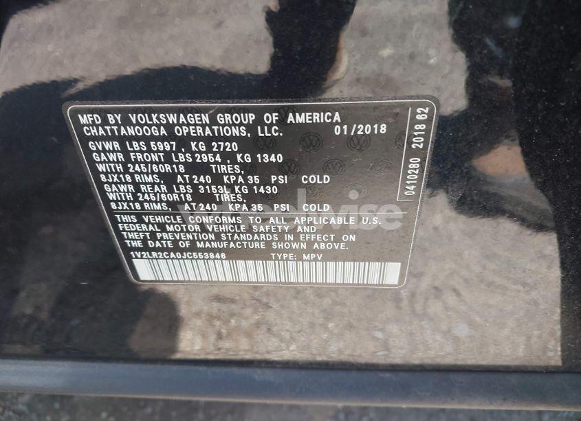 Photo 9 of 2018 Volkswagen Atlas 3.6L V6 SE/3.6L V6 SE W/TECHNOLOGY (VIN 1V2LR2CA0JC553846)