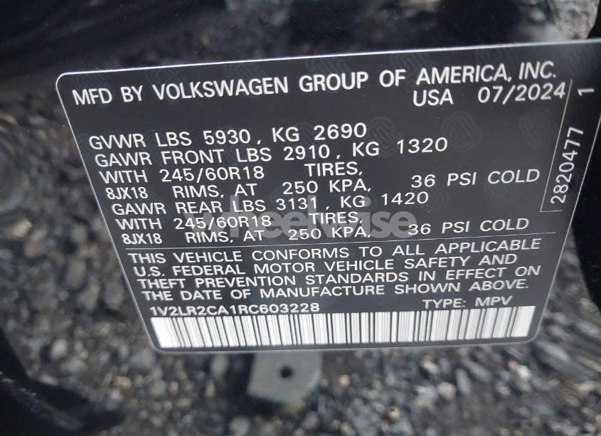 Photo 9 of 2024 Volkswagen Atlas 2.0T SE (VIN 1V2LR2CA1RC603228)