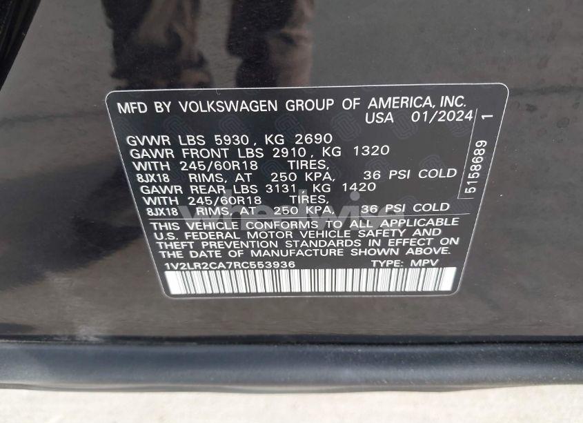 Photo 9 of 2024 Volkswagen Atlas 2.0T SE (VIN 1V2LR2CA7RC553936)