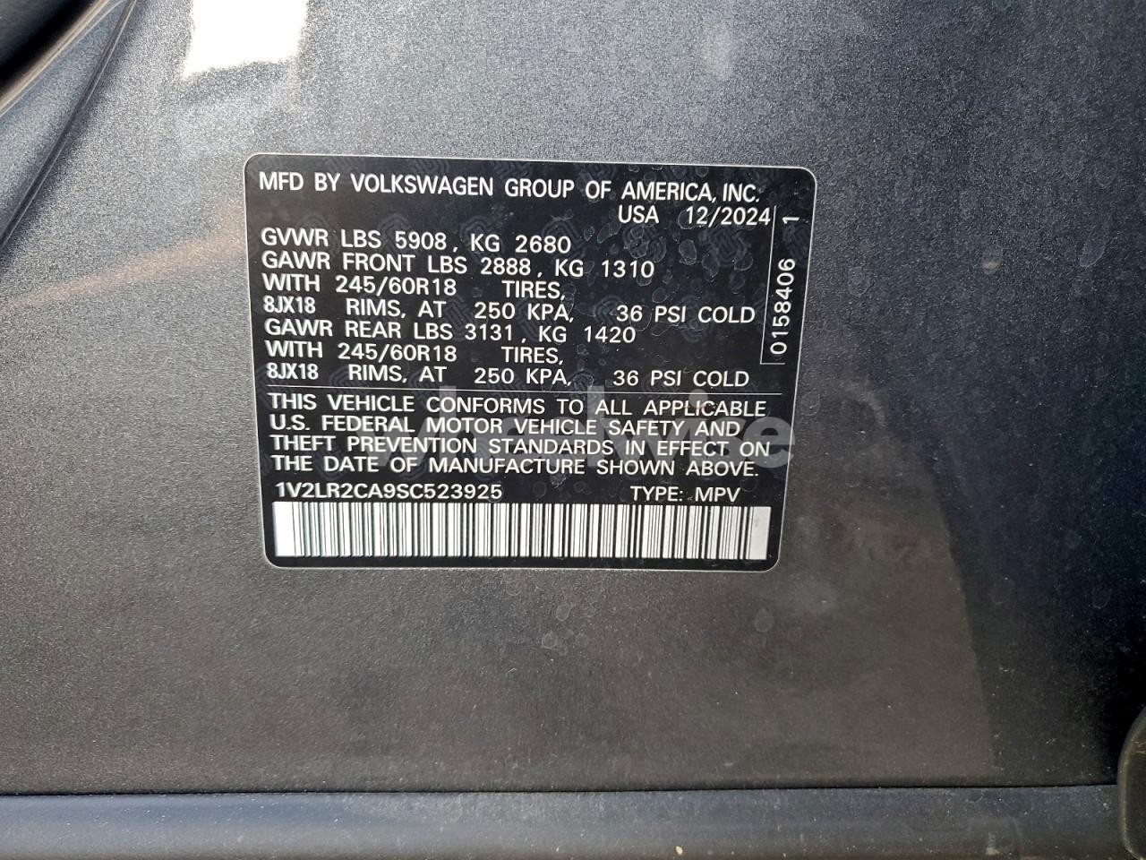 Photo 13 of 2025 VOLKSWAGEN ATLAS SE (VIN 1V2LR2CA9SC523925)