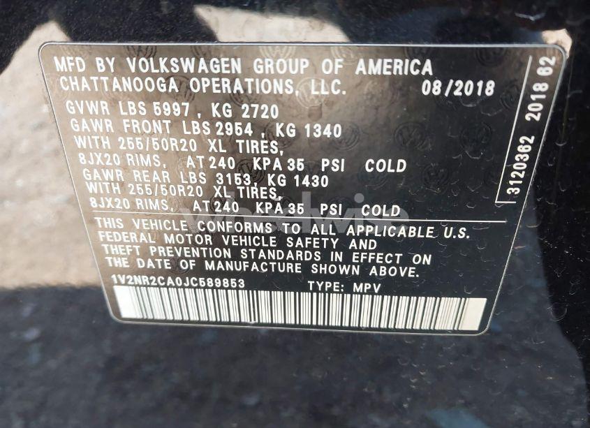 Photo 9 of 2018 Volkswagen Atlas 3.6L V6 SEL PREMIUM (VIN 1V2NR2CA0JC589853)