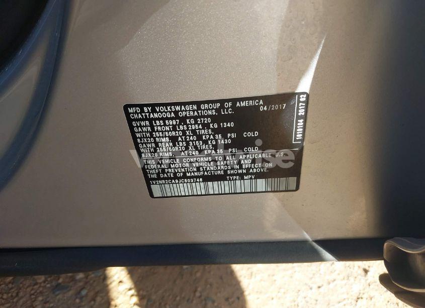 Photo 9 of 2018 Volkswagen Atlas 3.6L V6 SEL PREMIUM (VIN 1V2NR2CA9JC503746)