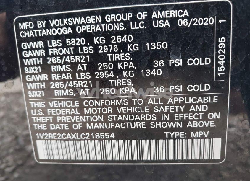 Photo 9 of 2020 Volkswagen Atlas CROSS SPORT 3.6L V6 SEL R-LINE (VIN 1V2RE2CAXLC218554)