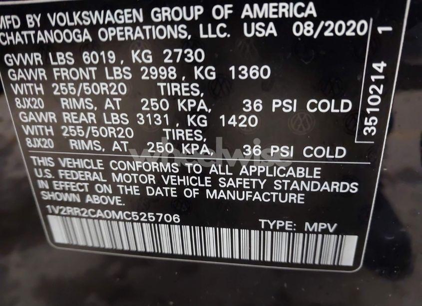 Photo 9 of 2021 Volkswagen Atlas 3.6L V6 SE W/TECHNOLOGY R-LINE (VIN 1V2RR2CA0MC525706)