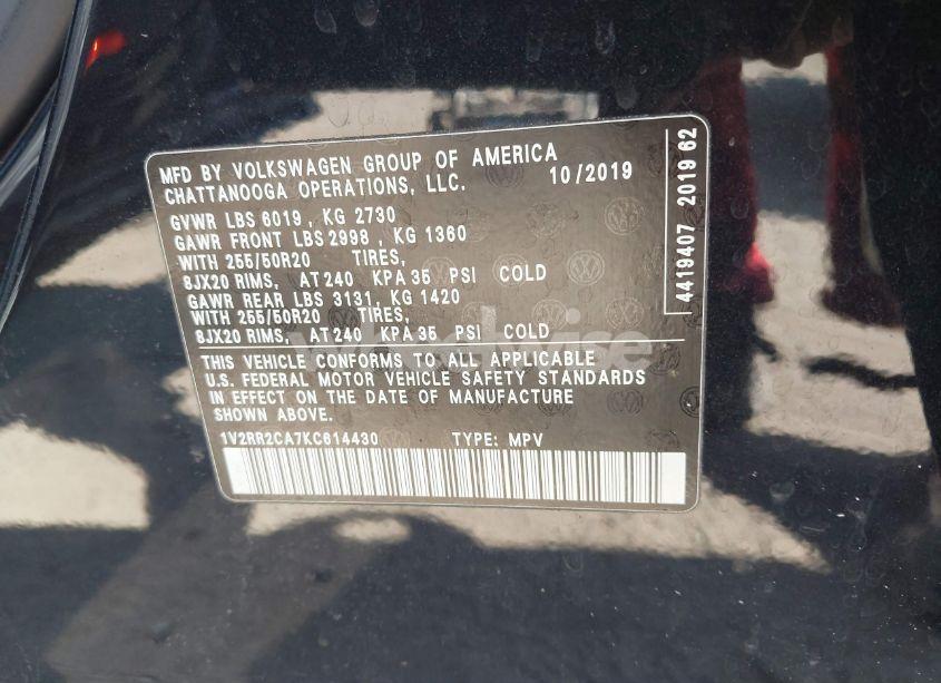 Photo 9 of 2019 Volkswagen Atlas 3.6L V6 SEL R-LINE (VIN 1V2RR2CA7KC614430)