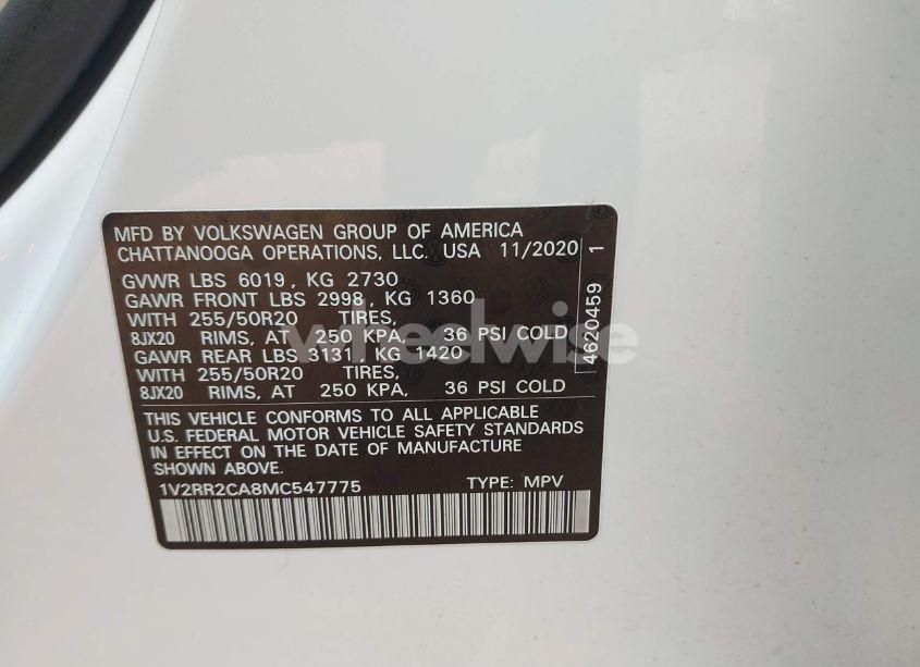 Photo 9 of 2021 Volkswagen Atlas 3.6L V6 SE W/TECHNOLOGY R-LINE (VIN 1V2RR2CA8MC547775)