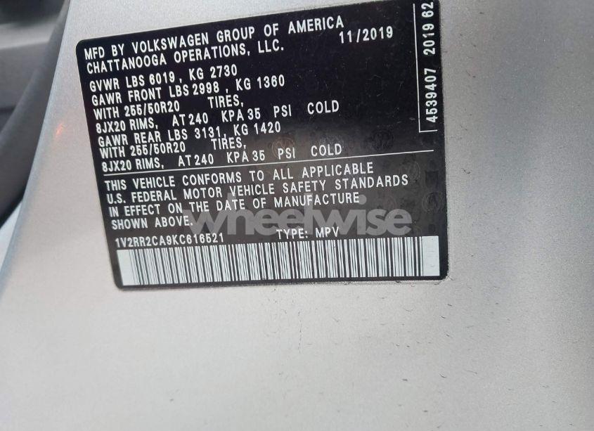 Photo 9 of 2019 Volkswagen Atlas 3.6L V6 SEL R-LINE (VIN 1V2RR2CA9KC616521)