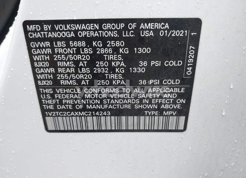 Photo 9 of 2021 Volkswagen Atlas CROSS SPORT 2.0T SEL PREMIUM (VIN 1V2TC2CAXMC214243)