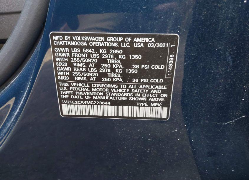 Photo 9 of 2021 Volkswagen Atlas CROSS SPORT 3.6L V6 SEL PREMIUM (VIN 1V2TE2CA4MC223644)