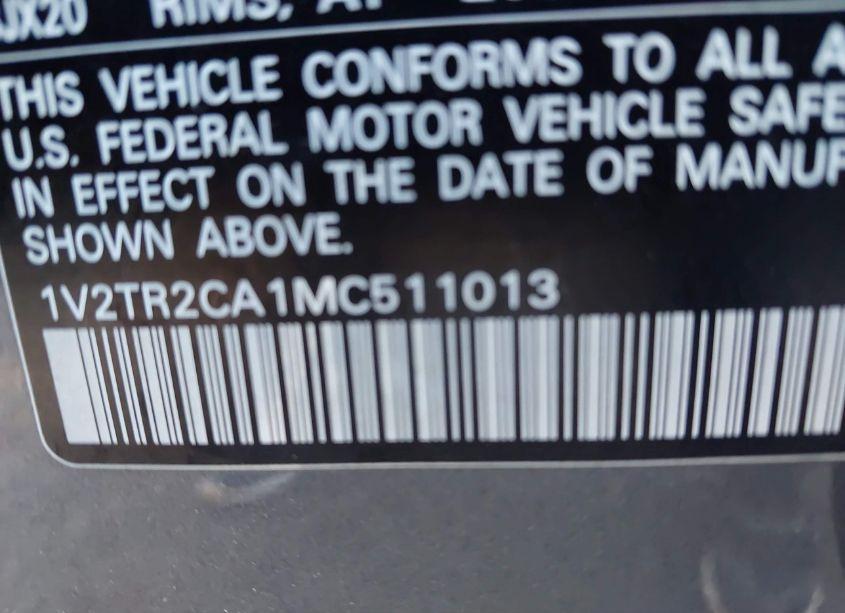 Photo 9 of 2021 Volkswagen Atlas 3.6L V6 SEL PREMIUM (VIN 1V2TR2CA1MC511013)