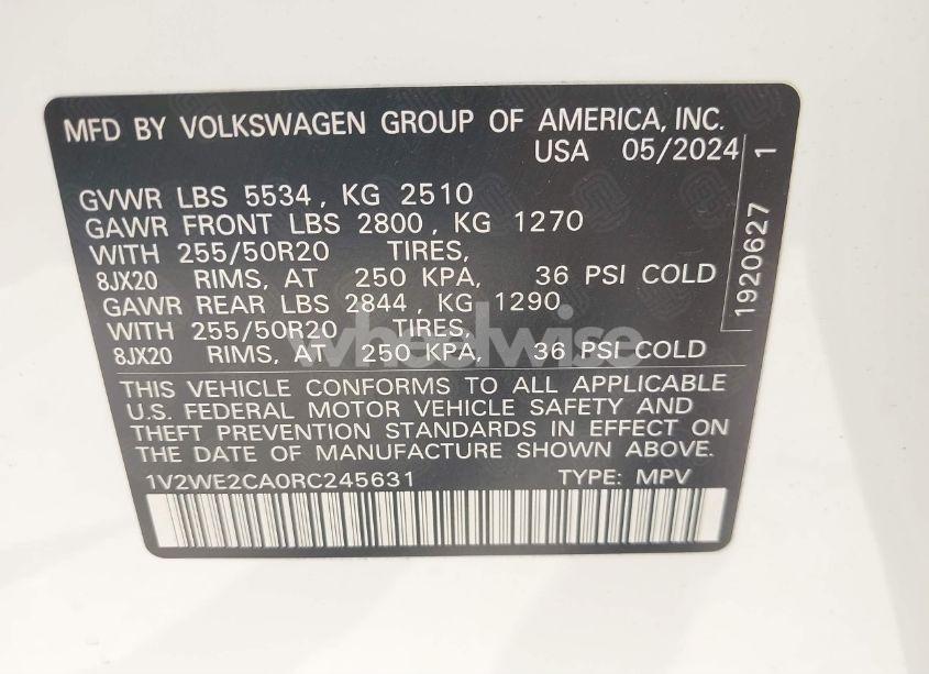 Photo 9 of 2024 Volkswagen Atlas CROSS SPORT 2.0T SE W/TECHNOLOGY (VIN 1V2WE2CA0RC245631)