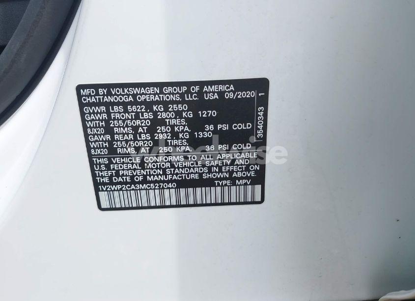 Photo 9 of 2021 Volkswagen Atlas 2.0T SE W/TECHNOLOGY (VIN 1V2WP2CA3MC527040)