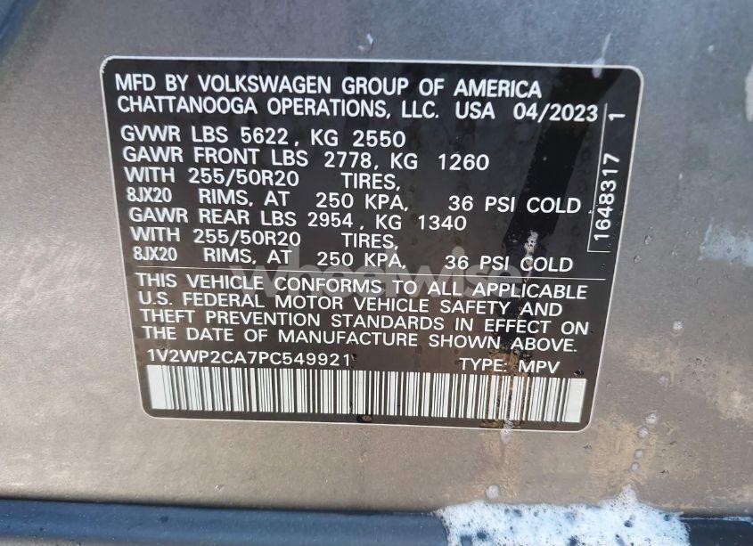 Photo 9 of 2023 Volkswagen Atlas 2.0T SE W/TECHNOLOGY (VIN 1V2WP2CA7PC549921)
