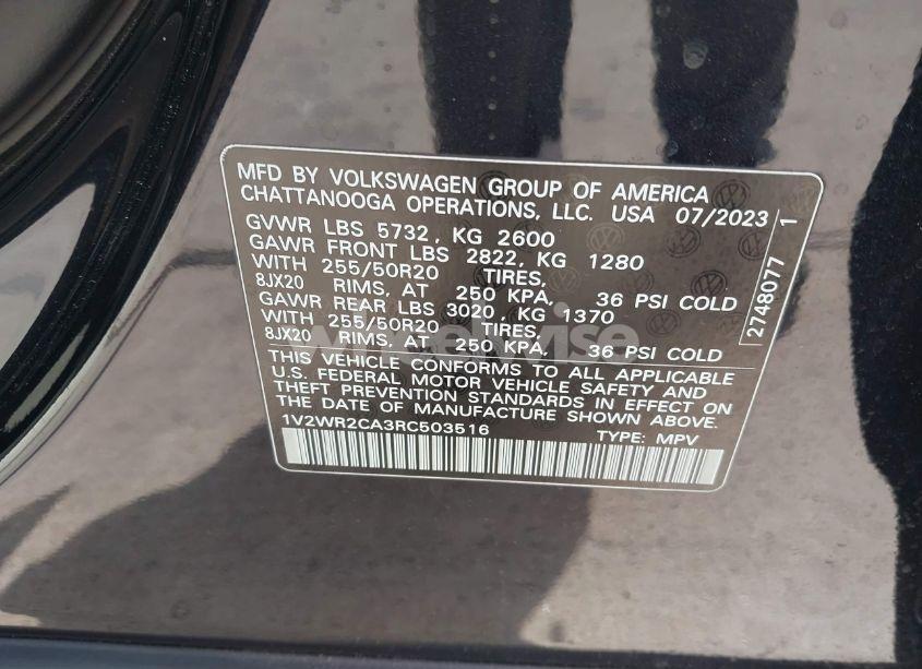 Photo 9 of 2024 Volkswagen Atlas 2.0T SE W/TECHNOLOGY (VIN 1V2WR2CA3RC503516)
