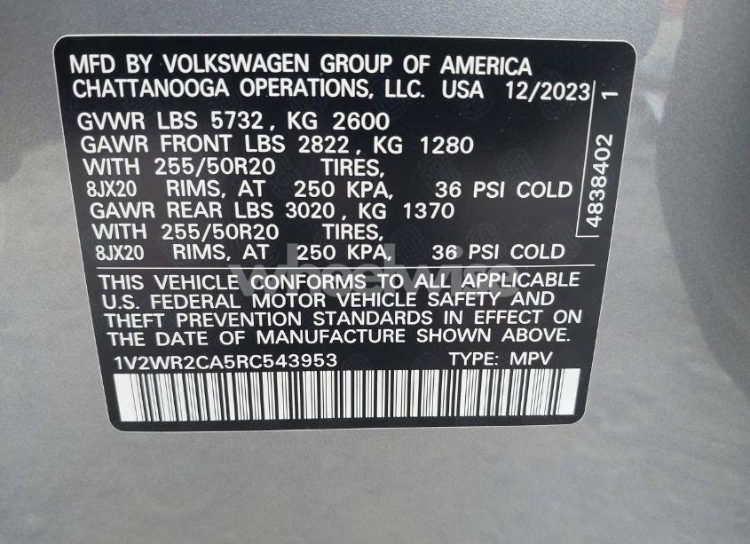 Photo 9 of 2024 Volkswagen Atlas 2.0T SE W/TECHNOLOGY (VIN 1V2WR2CA5RC543953)