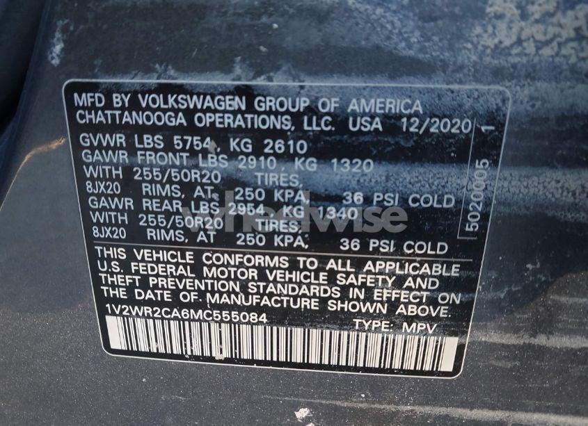 Photo 9 of 2021 Volkswagen Atlas 3.6L V6 SE W/TECHNOLOGY (VIN 1V2WR2CA6MC555084)