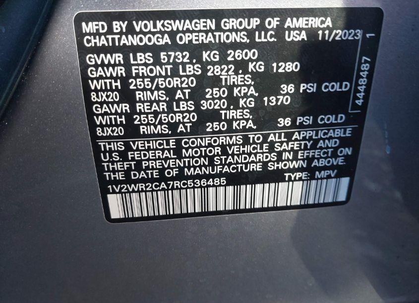 Photo 9 of 2024 Volkswagen Atlas 2.0T SE W/TECHNOLOGY (VIN 1V2WR2CA7RC536485)