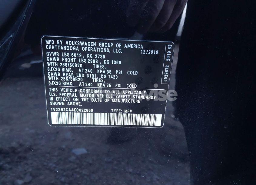 Photo 9 of 2019 Volkswagen Atlas 3.6L V6 SE W/TECHNOLOGY R-LINE (VIN 1V2XR2CA4KC622850)