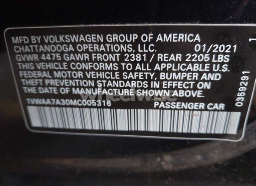 Photo 9 of 2021 Volkswagen Passat 2.0T S (VIN 1VWAA7A30MC005316)