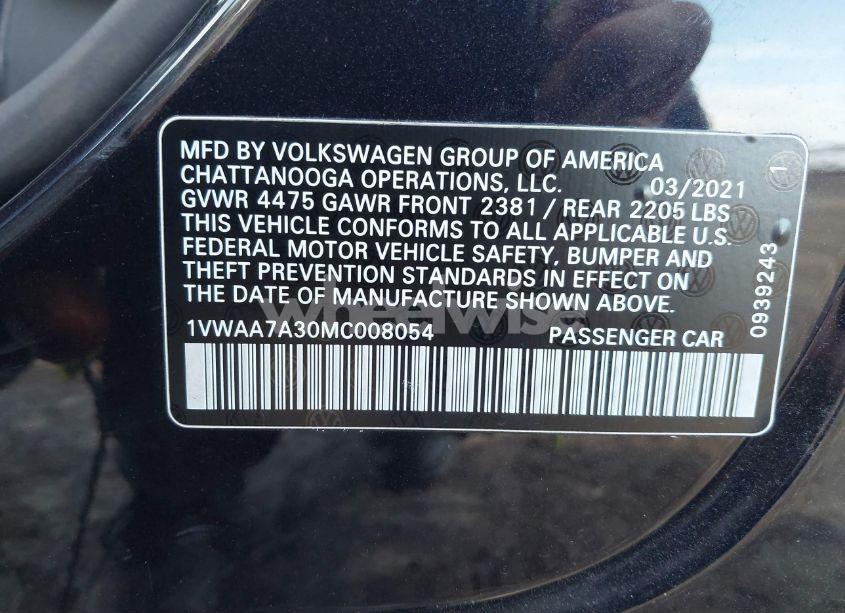 Photo 9 of 2021 Volkswagen Passat 2.0T S (VIN 1VWAA7A30MC008054)