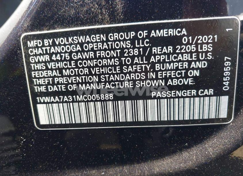 Photo 9 of 2021 Volkswagen Passat 2.0T S (VIN 1VWAA7A31MC005888)