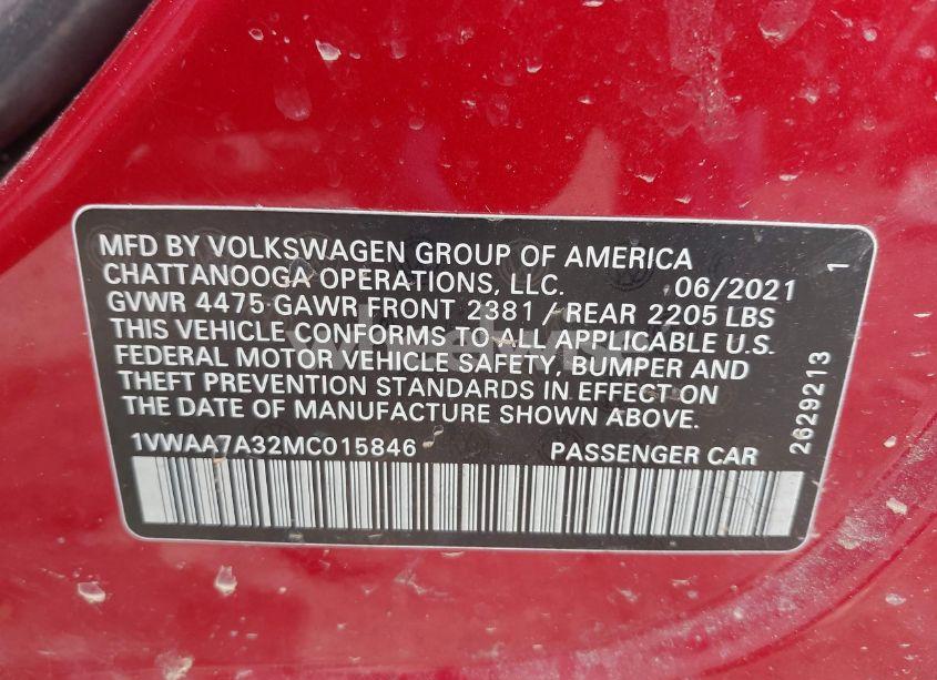 Photo 9 of 2021 Volkswagen Passat 2.0T S (VIN 1VWAA7A32MC015846)