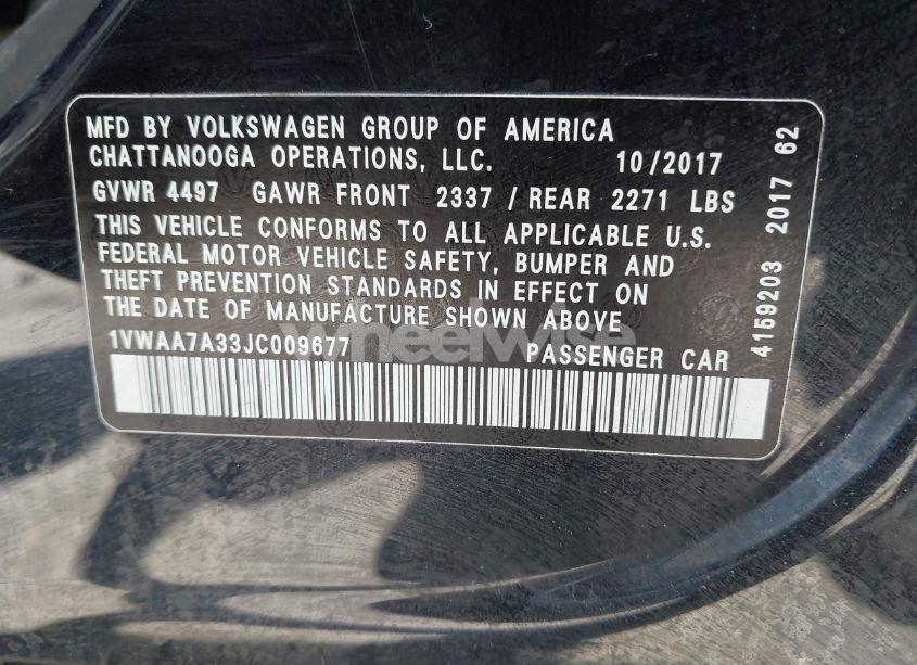 Photo 9 of 2018 Volkswagen Passat 2.0T R-LINE/2.0T S (VIN 1VWAA7A33JC009677)