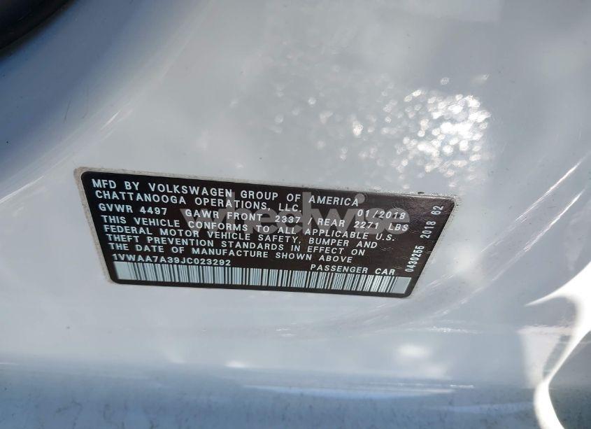 Photo 9 of 2018 Volkswagen Passat 2.0T R-LINE/2.0T S (VIN 1VWAA7A39JC023292)
