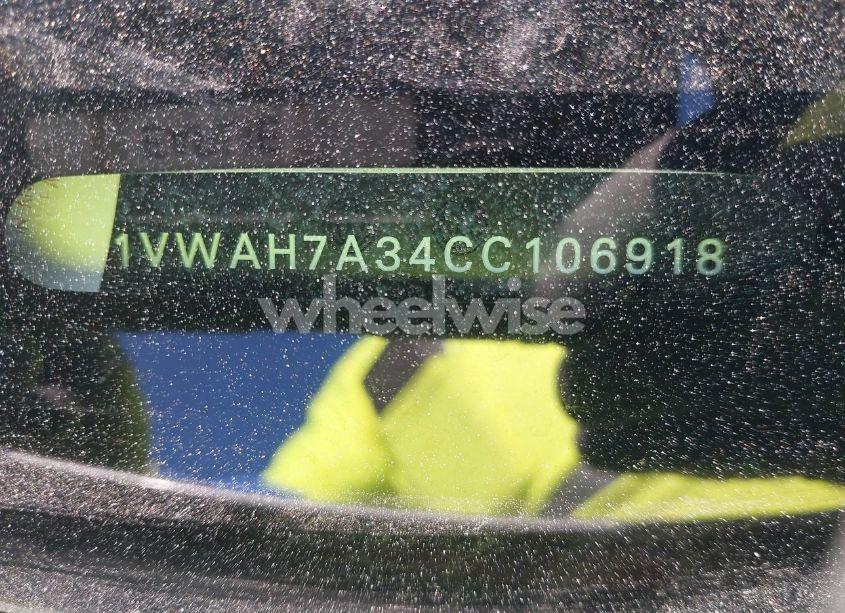 Photo 9 of 2012 Volkswagen Passat 2.5L S (VIN 1VWAH7A34CC106918)