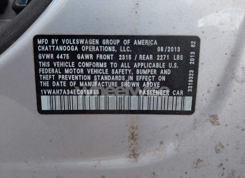 Photo 9 of 2014 Volkswagen Passat 2.5L WOLFSBURG EDITION (VIN 1VWAH7A34EC015859)