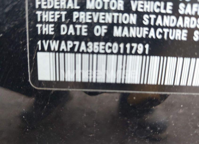 Photo 9 of 2014 Volkswagen Passat 2.5L S (VIN 1VWAP7A35EC011791)