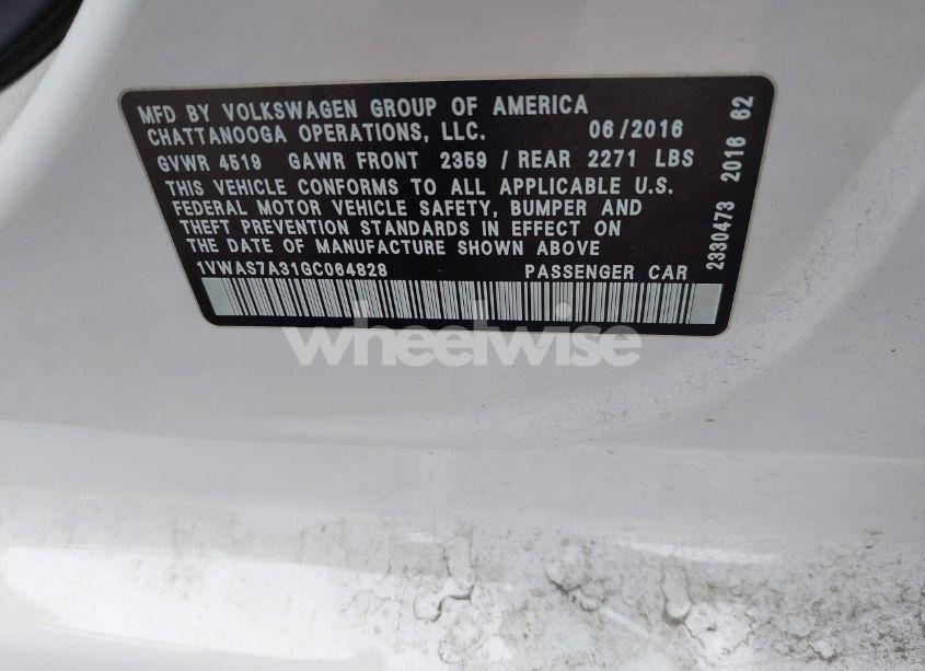 Photo 9 of 2016 Volkswagen Passat 1.8T S (VIN 1VWAS7A31GC064828)