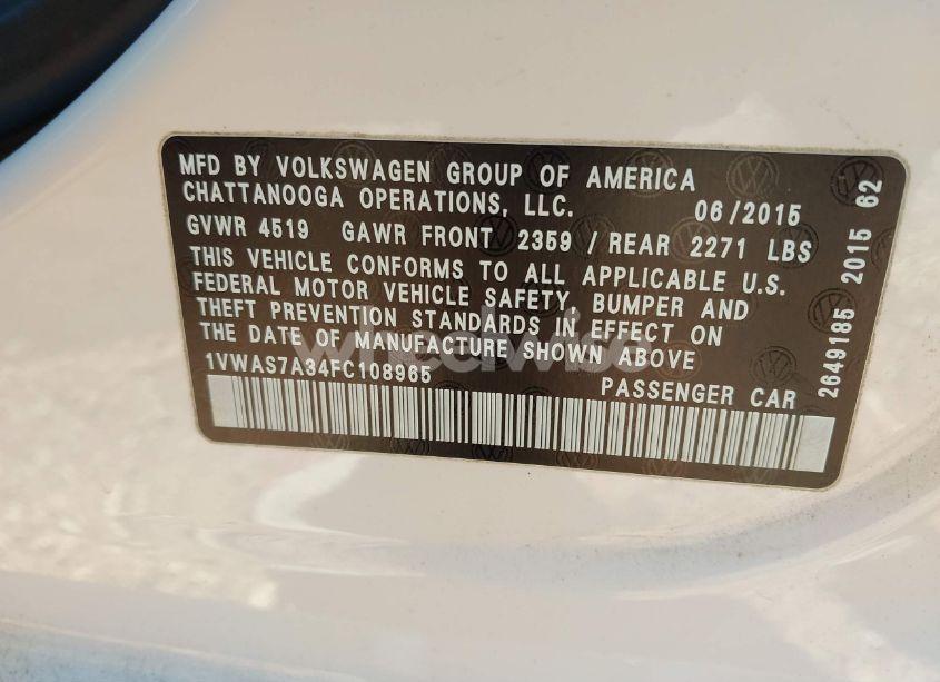 Photo 9 of 2015 Volkswagen Passat 1.8T LIMITED EDITION (VIN 1VWAS7A34FC108965)